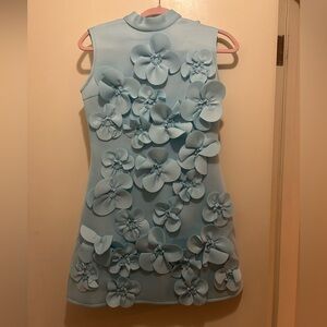 SHEIN Light Blue 3D Floral Mini Dress